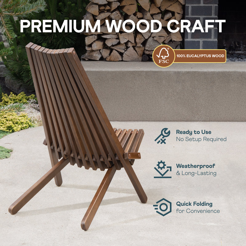 Red Barrel Studio® Jahvion Eucalyptus Wooden Folding Portable